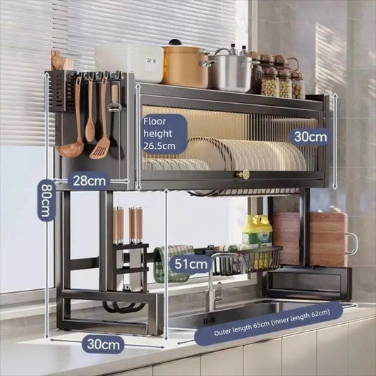 Escurridor organizador de platos 2 en 1 - ¡Haga clic en el botón de compra y obtenga!